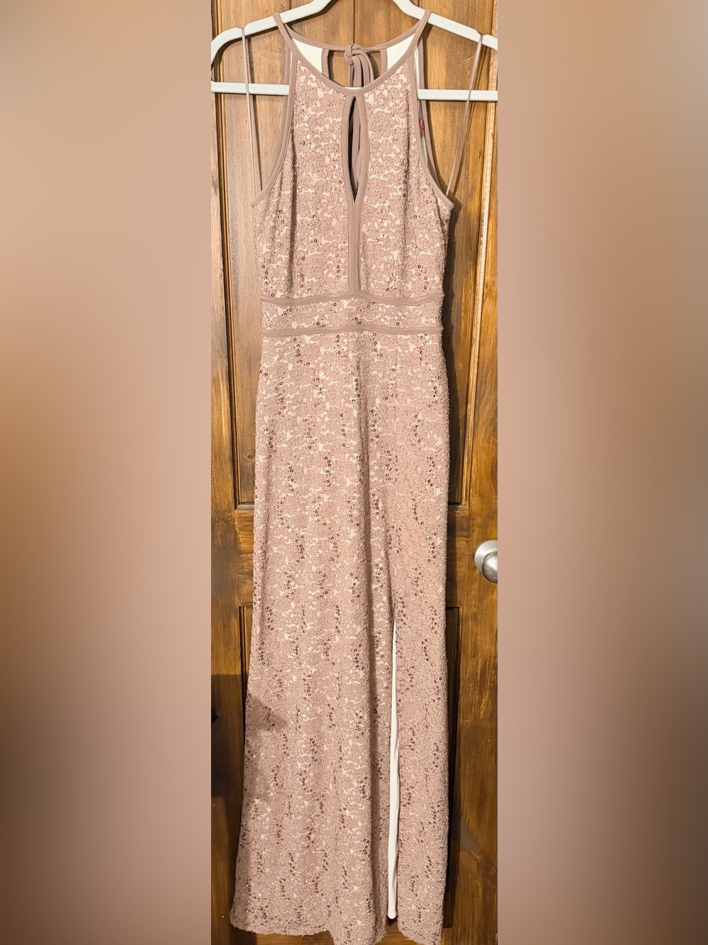 Sleeveless sparkling dress/gown in Dusty Rose